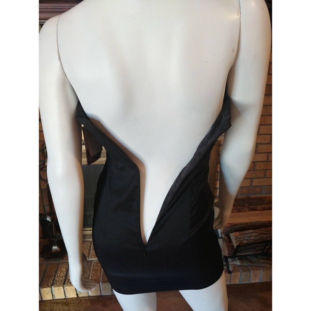Jessica McClintock Black Stretch Bodycon Strapless Lace Panel Dress NWT Size 2 - Picture 4 of 6